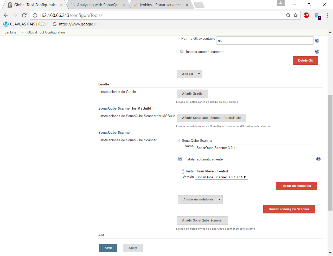 Configuracion de SonarQube scanner tool