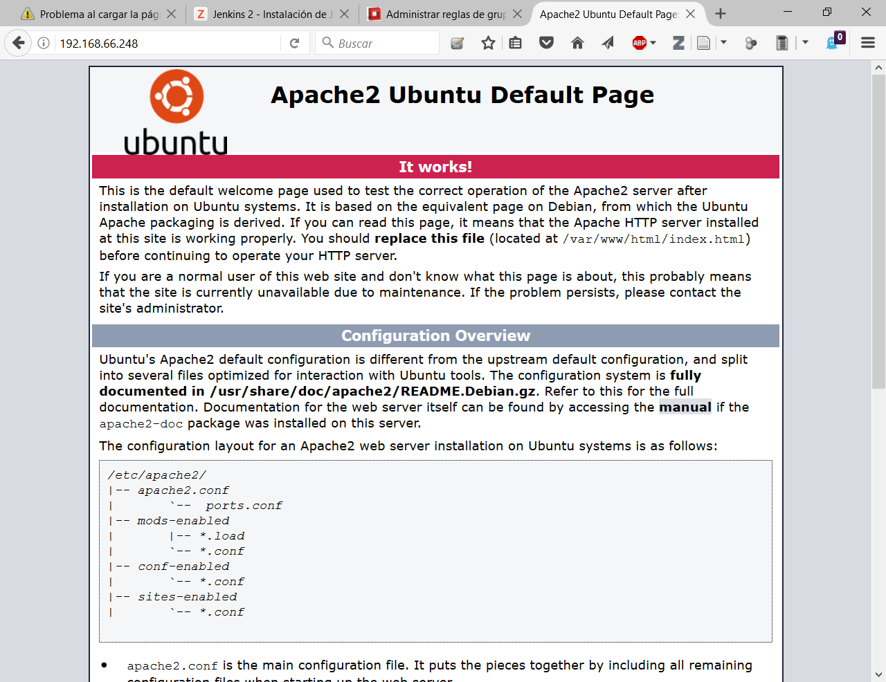 Apache2 homepage