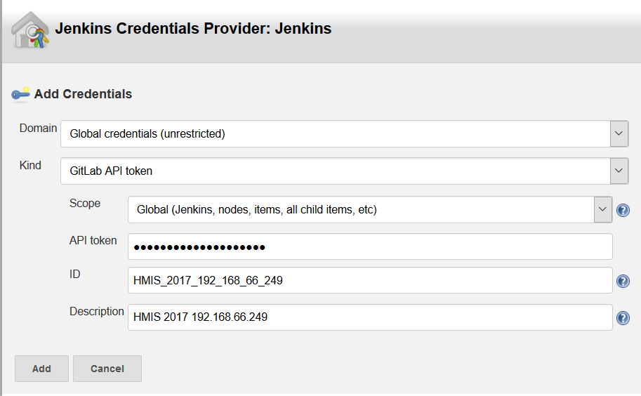 Credencial GitLab API token