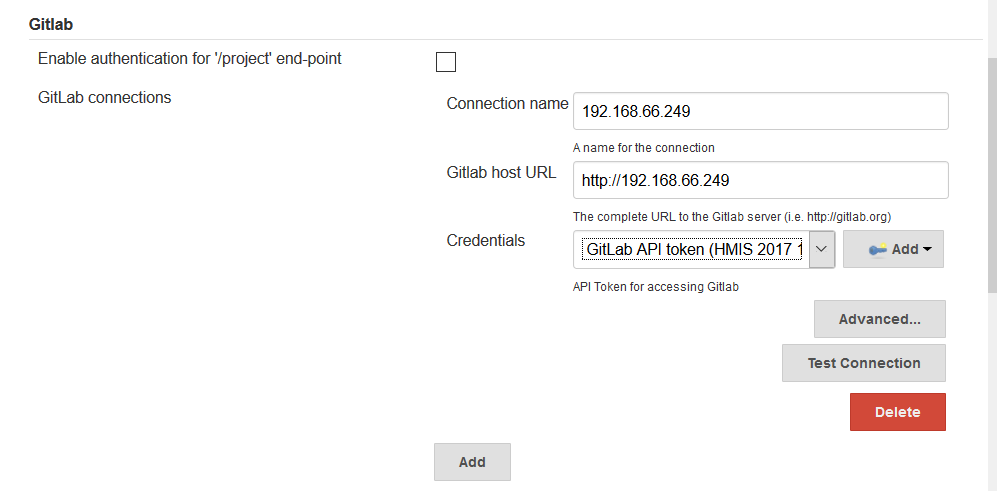 Credencial GitLab API token