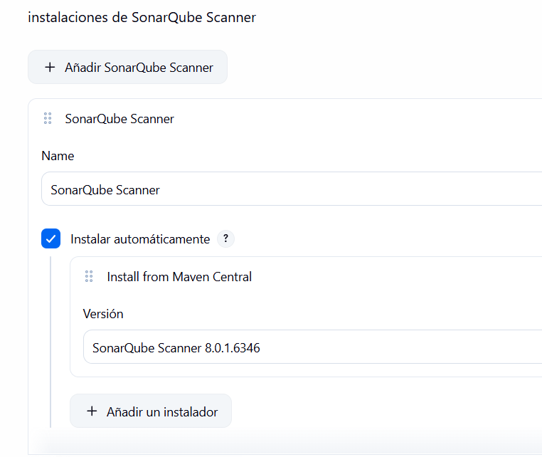 Configuración de SonarQube scanner tool