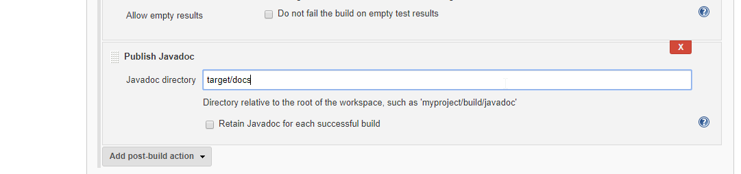 new connect four postbuild javadoc target