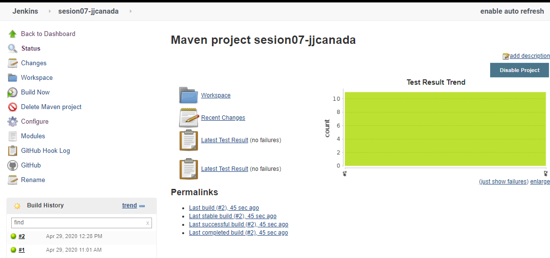 new maven build results