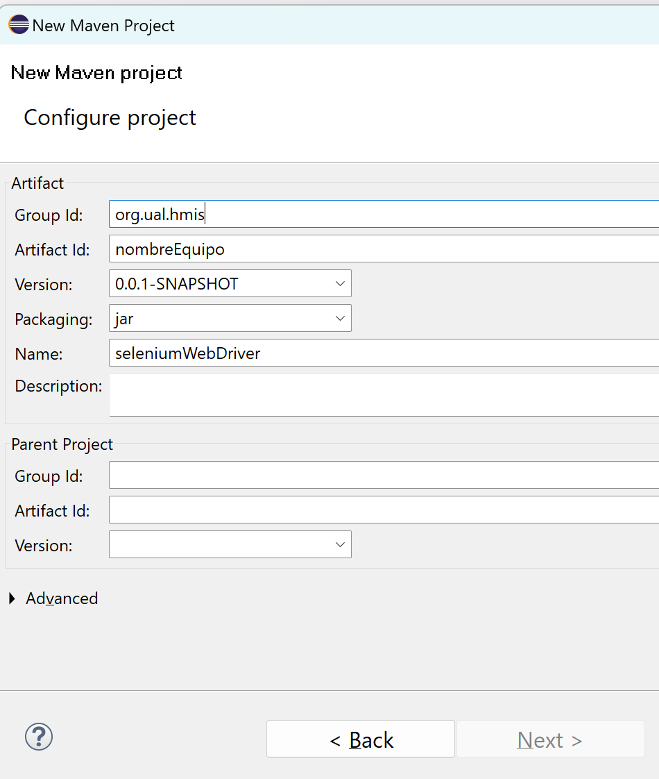 eclipse new maven project artifactid