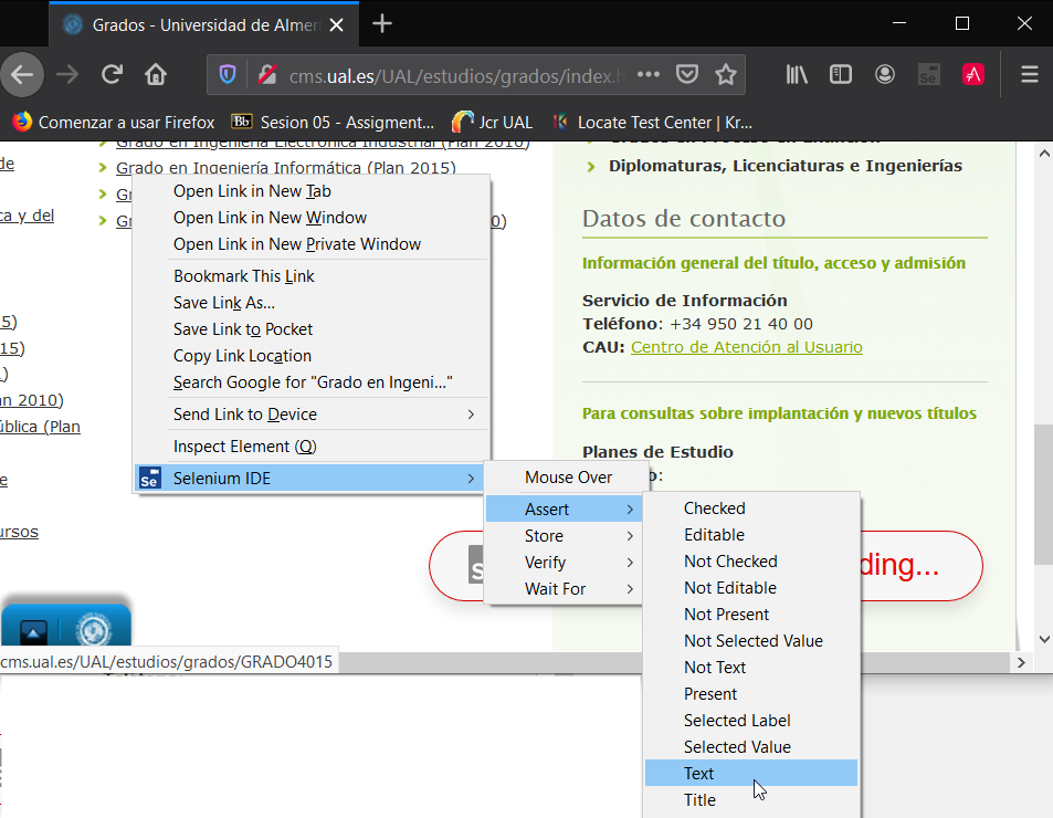 selenium ide assert text