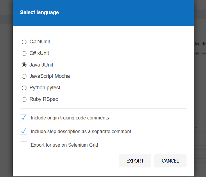 selenium ide export test junit