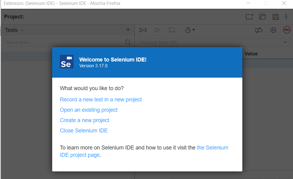 selenium ide open 1