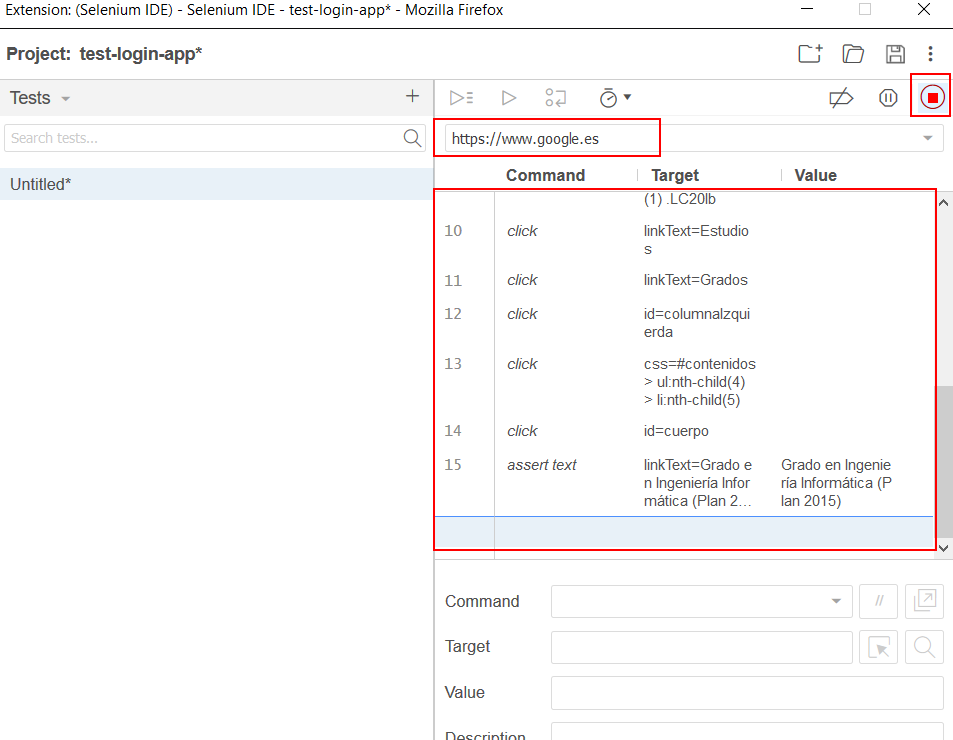 selenium ide saved steps