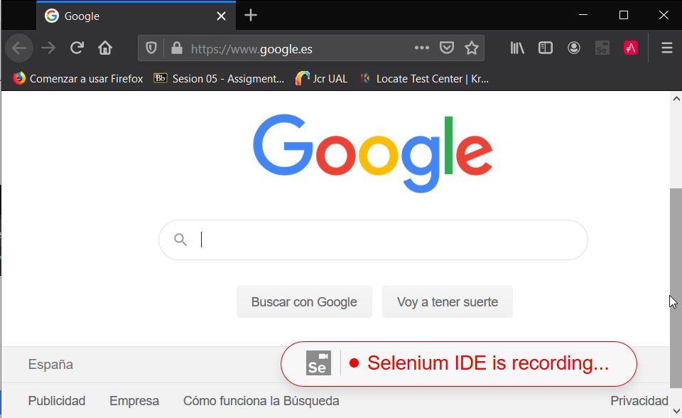 selenium ide start recording